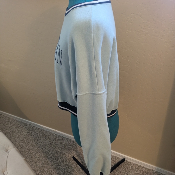 Hollister Cropped Women's Crewneck Manhattan Sweater - Mint Blue - Picture 4 of 6